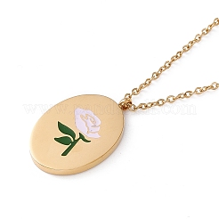Collar con colgante de flor de nacimiento ovalada de esmalte&nbsp;STAS-H174-02G-F