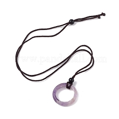 Collier pendentif anneau de pierres précieuses mélangées naturelles avec cordon en nylon pour femme&nbsp;NJEW-F306-02