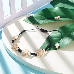 Bracciale con perline intrecciate di tartaruga sintetica turchese (tinta).&nbsp;BJEW-JB07982-03
