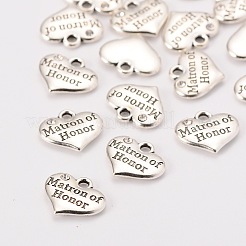 Hochzeit Thema antiken silbernen ton tibetischen stil herz mit matrone der ehre rhinestone-Legierung Anhänger & Charms&nbsp;LS-TIBEP-N005-03A