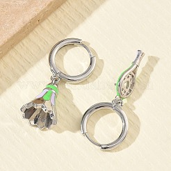 Pendientes de aro colgantes de circonita cúbica con micropavé de latón para mujer&nbsp;EJEW-A168-07P-01
