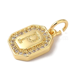 Vrais pendentifs en laiton plaqué 18k or véritable micro pavé zircone cubique clair&nbsp;KK-L216-002G-P