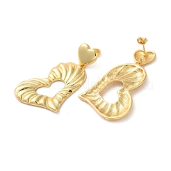 Orecchini pendenti in ottone con cuore e fiocco&nbsp;EJEW-G382-12G