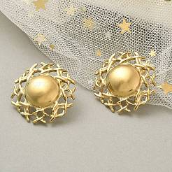 Orecchini a bottone tondo piatto in acciaio inossidabile 304 con placcatura ionica (ip) per donna&nbsp;EJEW-M089-05G