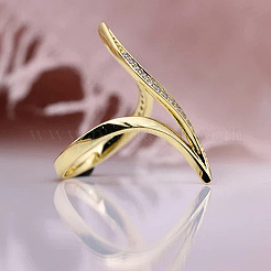 Anelli da dito in ottone micro pavé di zirconi chiari&nbsp;FS-WG577CE-05