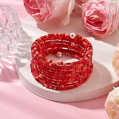 Braccialetti avvolgenti multistrato con perline di semi di vetro da donna&nbsp;BJEW-JB10800