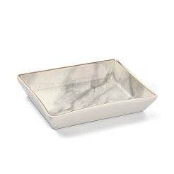 Rettangolo con piatto espositore per gioielli in porcellana con motivo marmo&nbsp;AJEW-C007-01A