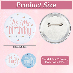 4 broche en fer blanc 2 couleurs « C'est mon anniversaire »&nbsp;JEWB-CN0001-13