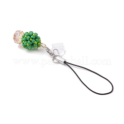 Decorazioni pendenti con semi di vetro e spine antipolvere in PVC per cellulari a tema natalizio&nbsp;HJEW-MZ00338