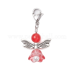 Pendentif décoratif en jade malaisien naturel et teinté ange&nbsp;HJEW-JM02763-01