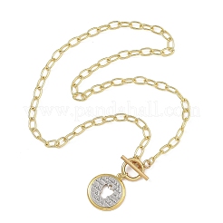 Colliers avec pendentif pièce creuse en laiton bicolore et chaîne trombone&nbsp;NJEW-JN06443