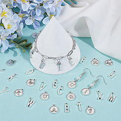4 sac de 2 pendentifs de style tibétain en alliage de zinc avec 26 lettres&nbsp;FIND-SC0017-57AS