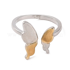 Bague de manchette ouverte papillon en laiton bicolore&nbsp;RJEW-B050-03