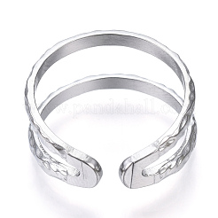 Bague de manchette ouverte à double ligne en acier inoxydable 304 anti-ternissement&nbsp;RJEW-N040-20