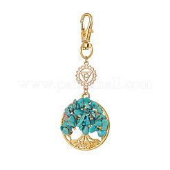 Perles de turquoise synthétiques et décorations pendentif arbre de vie en alliage&nbsp;HJEW-JM03129-03