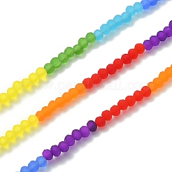 Regenbogenfarbe 7 Farben transparent gefrostete Glasperlenstränge&nbsp;FGLA-YW0001-01