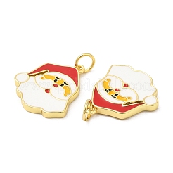 Colgantes de esmalte de latón chapado en estante navideño&nbsp;KK-D037-03C-G