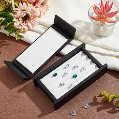 Rechteckige Ausstellungenbox aus PU-Leder mit 4 Steckplatz für lose Diamanten&nbsp;LBOX-WH0002-05