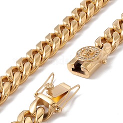 Placcatura ionica (ip) 304 collana con catene a maglie in acciaio inossidabile con teschio di strass per uomo e donna&nbsp;NJEW-E155-09G