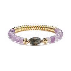 Ensemble de bracelets extensibles en laiton et pierres précieuses mixtes naturelles et synthétiques de style 7 pièces 7&nbsp;BJEW-JB08997