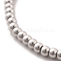 Bracciale con perline rotonde in acciaio inossidabile 201 anti-ossidazione per donna&nbsp;STAS-D179-03P-02