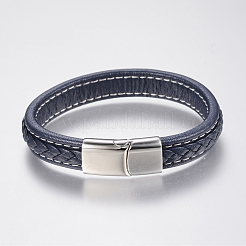 Bracciali di corda di pelle intrecciato &nbsp;BJEW-H561-07E