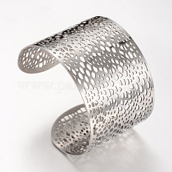 Bracelets manchettes en filigrane d'acier inoxydable 304 anti-ternissement&nbsp;X-STAS-S060-15