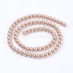 Fili di perle rotonde di perle di vetro tinto ecologico&nbsp;HY-A002-6mm-RB113