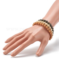 Holzimitat-Beschichtung Acrylperlen Stretch-Armband-Sets&nbsp;BJEW-JB06592