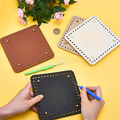 4 stücke 4 farben platz pu leahter stricken häkeln taschen boden&nbsp;AJEW-CL0001-75