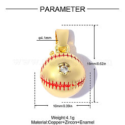 Pendenti in ottone chiaro smalto cubic zirconia&nbsp;KK-OY001-24G