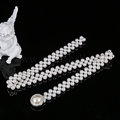 Ceintures à chaîne élastique en perles acryliques blanches avec boucles en alliage&nbsp;WG1BD5E-02