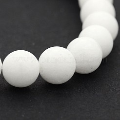 Natürliche weiße Jade runde Perle Stränge&nbsp;G-J285-01