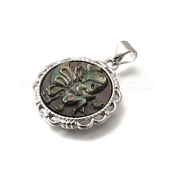 Pendentifs en laiton sculptés en coquillage naturel&nbsp;KK-Z091-07P-01
