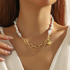 Colliers de perles en howlite naturelle avec breloques en alliage pour les lèvres&nbsp;WGDF26A-09