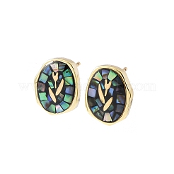 Orecchini ovali in ottone smaltato&nbsp;EJEW-I322-04G