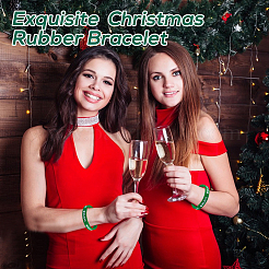 12 Stück Silikonkordel-Armbänder mit Weihnachtsmotiv&nbsp;BJEW-CN0001-07
