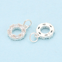 Funkelnde runde Anhänger aus Sterlingsilber mit Mikropavé-Fassung aus Zirkonia&nbsp;STER-T009-19S