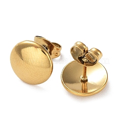 Ionenplattierung (IP) 304 Edelstahl flache runde Ohrstecker für Frauen&nbsp;EJEW-P234-08G