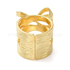 Anillos anchos con puño abierto y lazo de circonita cúbica con micro pavé de latón para mujer&nbsp;RJEW-B057-03G