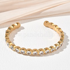 Bracciali rigidi da donna in acciaio inossidabile 304 e zirconi cubici&nbsp;BJEW-T031-01B