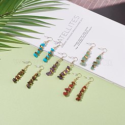 Orecchini pendenti con perline di pietre preziose&nbsp;EJEW-JE04899