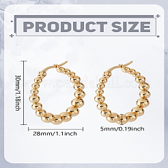 1 paio di orecchini a cerchio con perline rotonde in acciaio inossidabile 201 con perni in acciaio inossidabile 304 per donna&nbsp;EJEW-LP0011-03