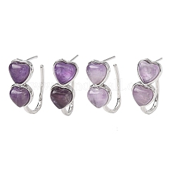Valentinstag-Herzohrstecker aus natürlichem Amethyst&nbsp;EJEW-T053-01P-09