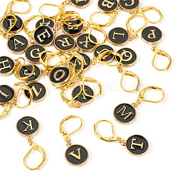 26 Stück flacher runder Anhänger mit Buchstaben a~z aus Emaille&nbsp;HJEW-TAC0087