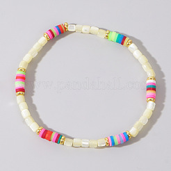 Pulseras de cuentas de concha natural agrietada para mujer&nbsp;PD2665-4