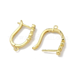 Orecchini a forma di cuore in ottone micro pavé di zirconi cubici trasparenti&nbsp;KK-D226-05G