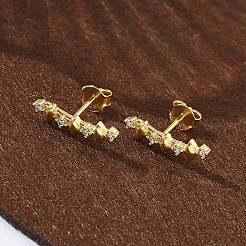 925 orecchini a bottone in argento sterling con zirconi cubici trasparenti&nbsp;EJEW-Q032-01G-G