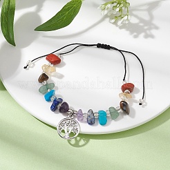 Bracelets de perles tressées avec pierres précieuses naturelles et synthétiques chakra&nbsp;BJEW-JB09824-04