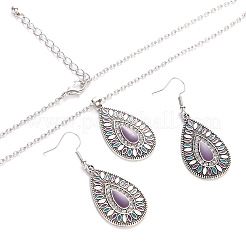 Ensembles de colliers et boucles d'oreilles pendantes en alliage émaillé de style bohème&nbsp;WG43411-06